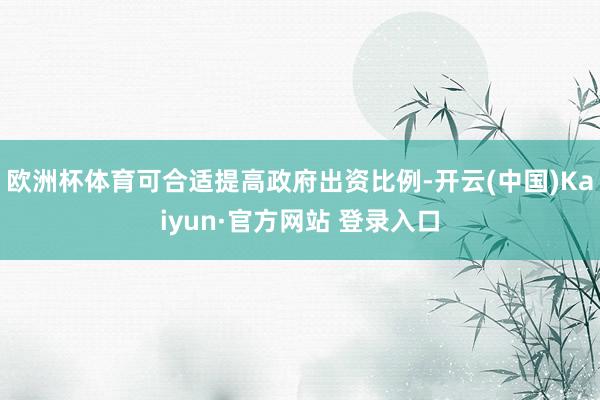 欧洲杯体育可合适提高政府出资比例-开云(中国)Kaiyun·官方网站 登录入口