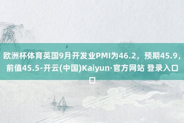 欧洲杯体育英国9月开发业PMI为46.2，预期45.9，前值45.5-开云(中国)Kaiyun·官方网站 登录入口