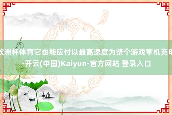 欧洲杯体育它也能应付以最高速度为整个游戏掌机充电-开云(中国)Kaiyun·官方网站 登录入口